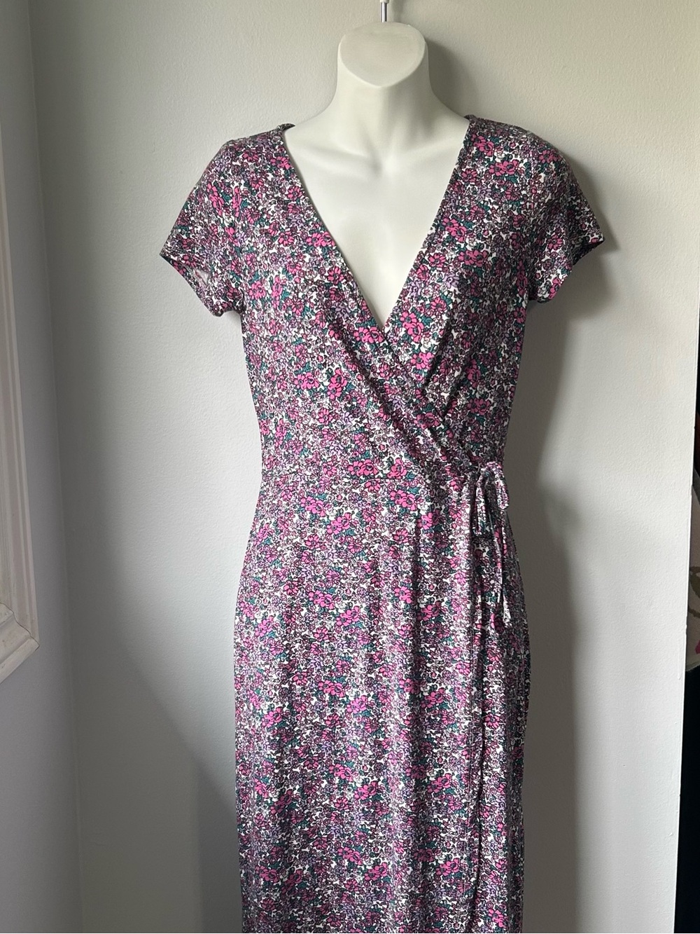 Pink Floral Mock Wrap Maxi Dress Women’s Size M - Picture 4 of 10